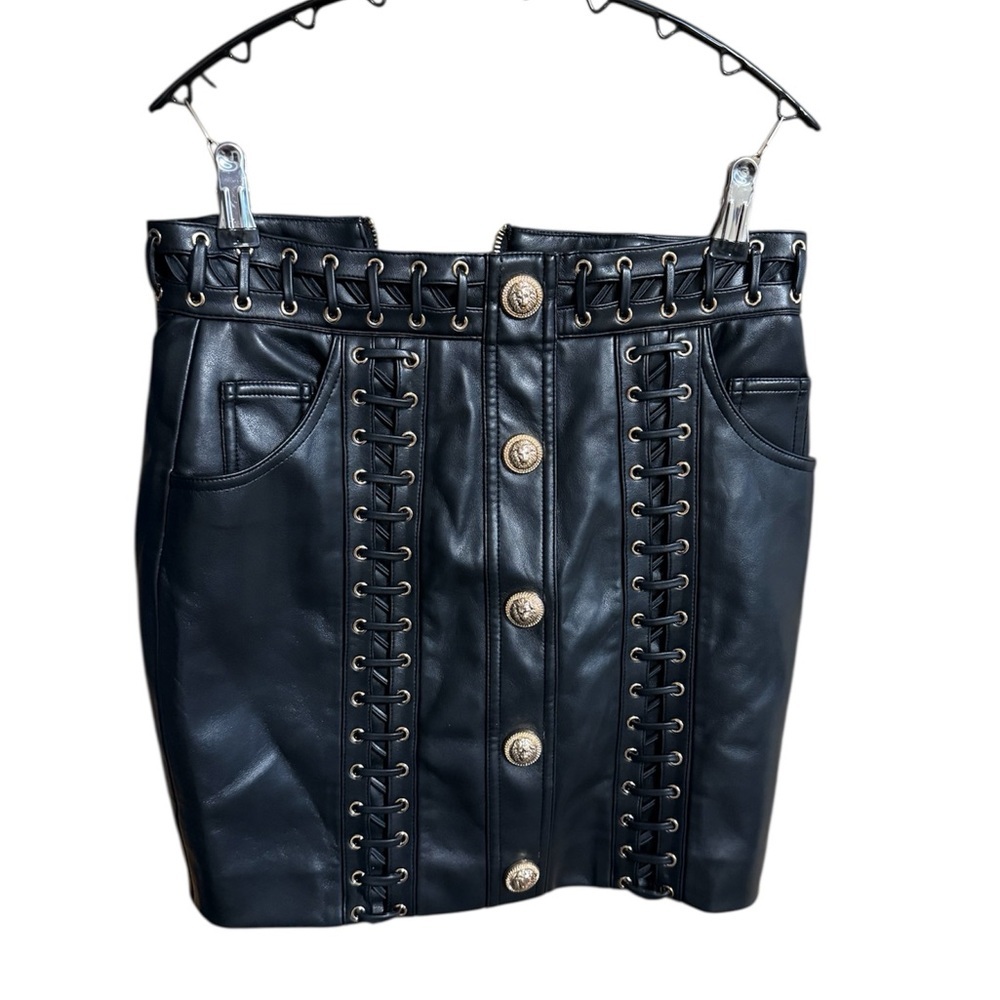 Black Sexy Faux Leather Skirt